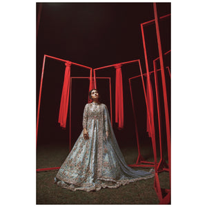 Ice Blue Front-Open Gown Lehenga Set – LA Edition