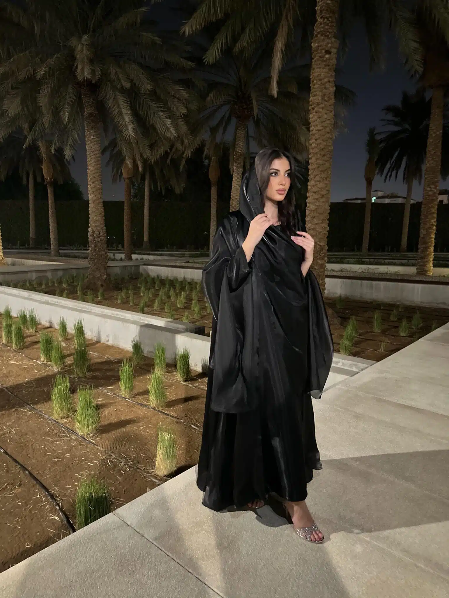 NOIR – Black Luxury Silk Organza Abaya Set