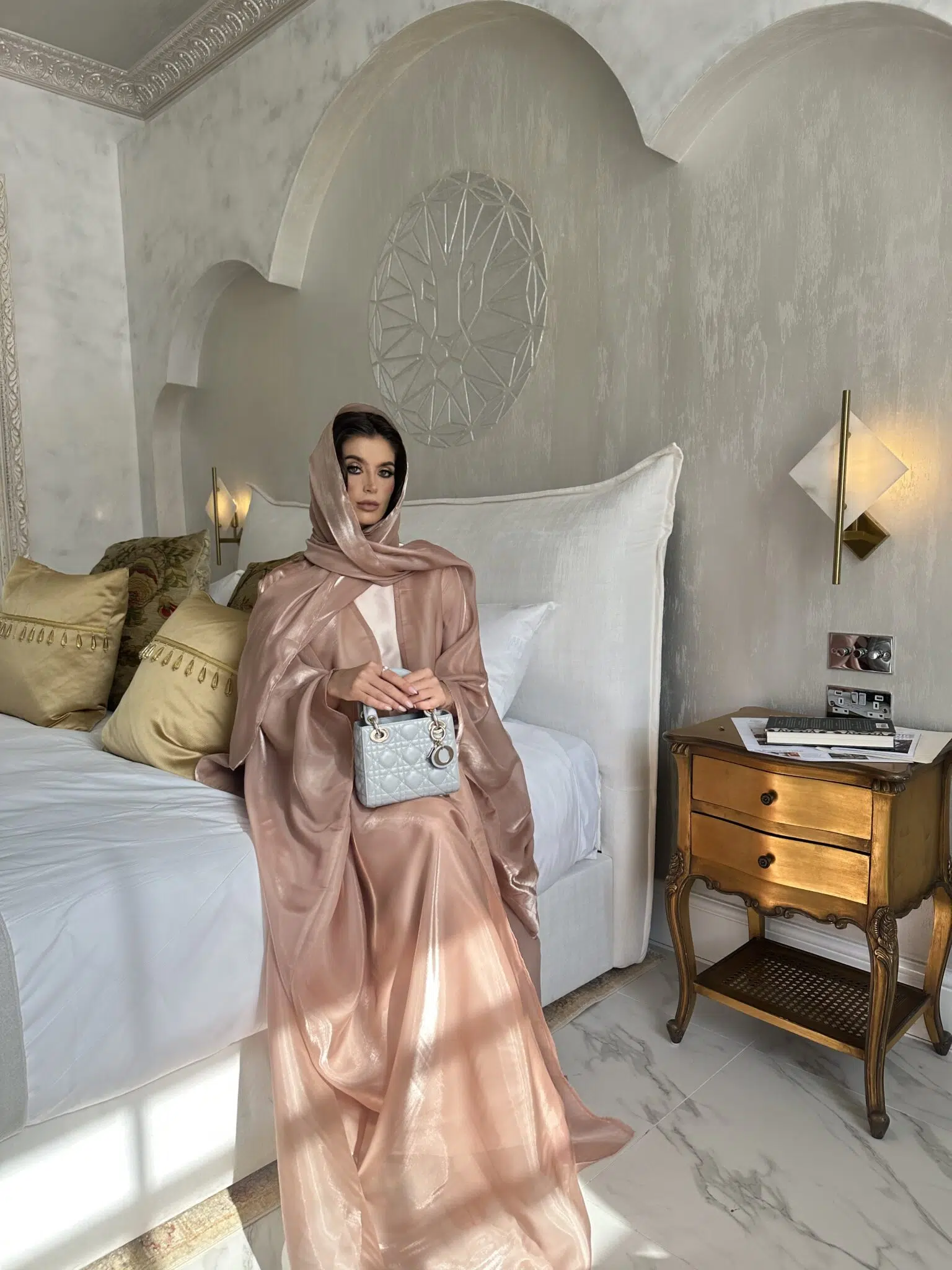 SOHA – Coral Nura Silk Organza Abaya Set