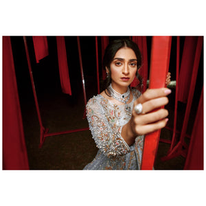 Ice Blue Front-Open Gown Lehenga Set – LA Edition alternate view