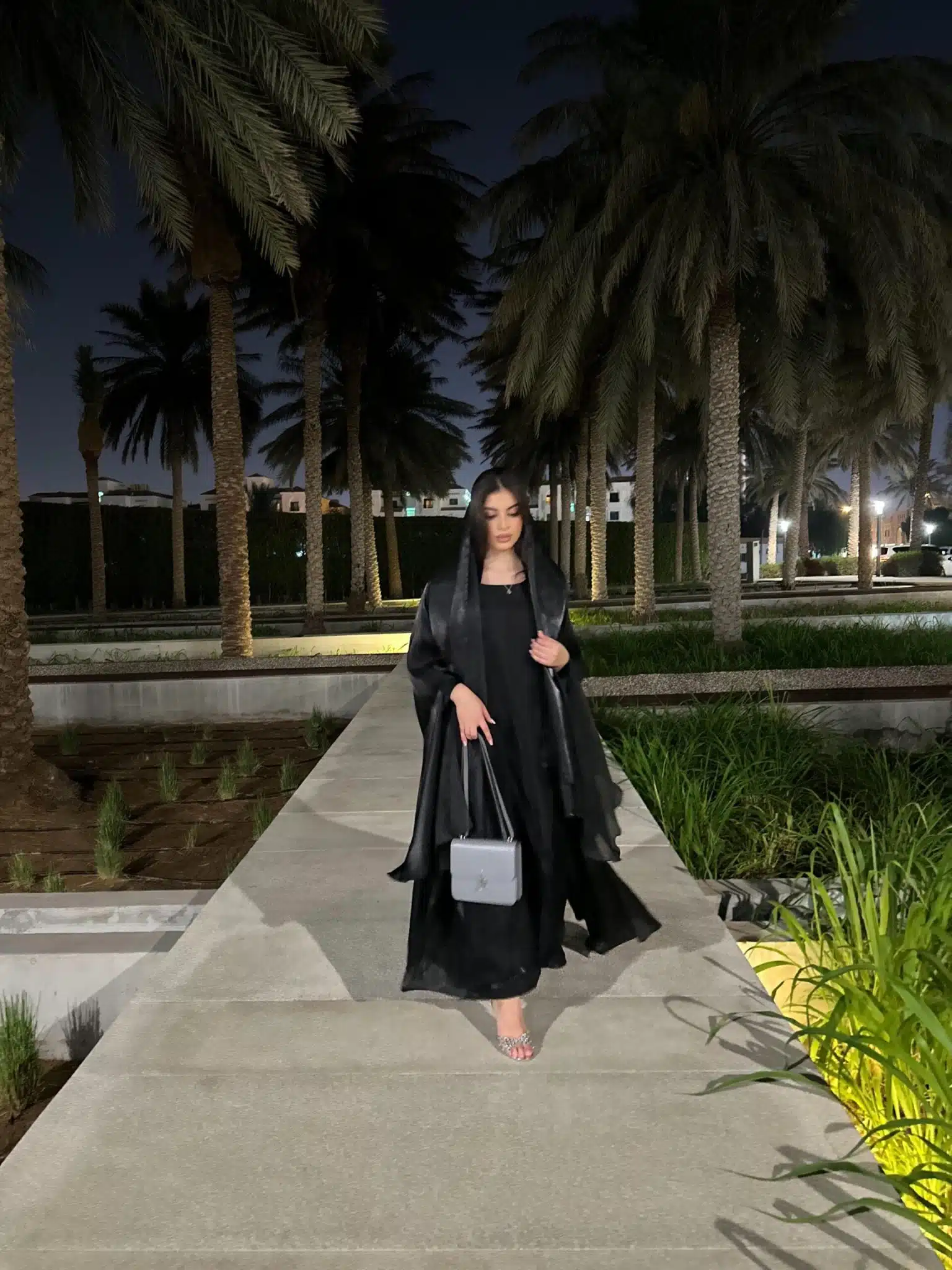 NOIR – Black Luxury Silk Organza Abaya Set alternate view
