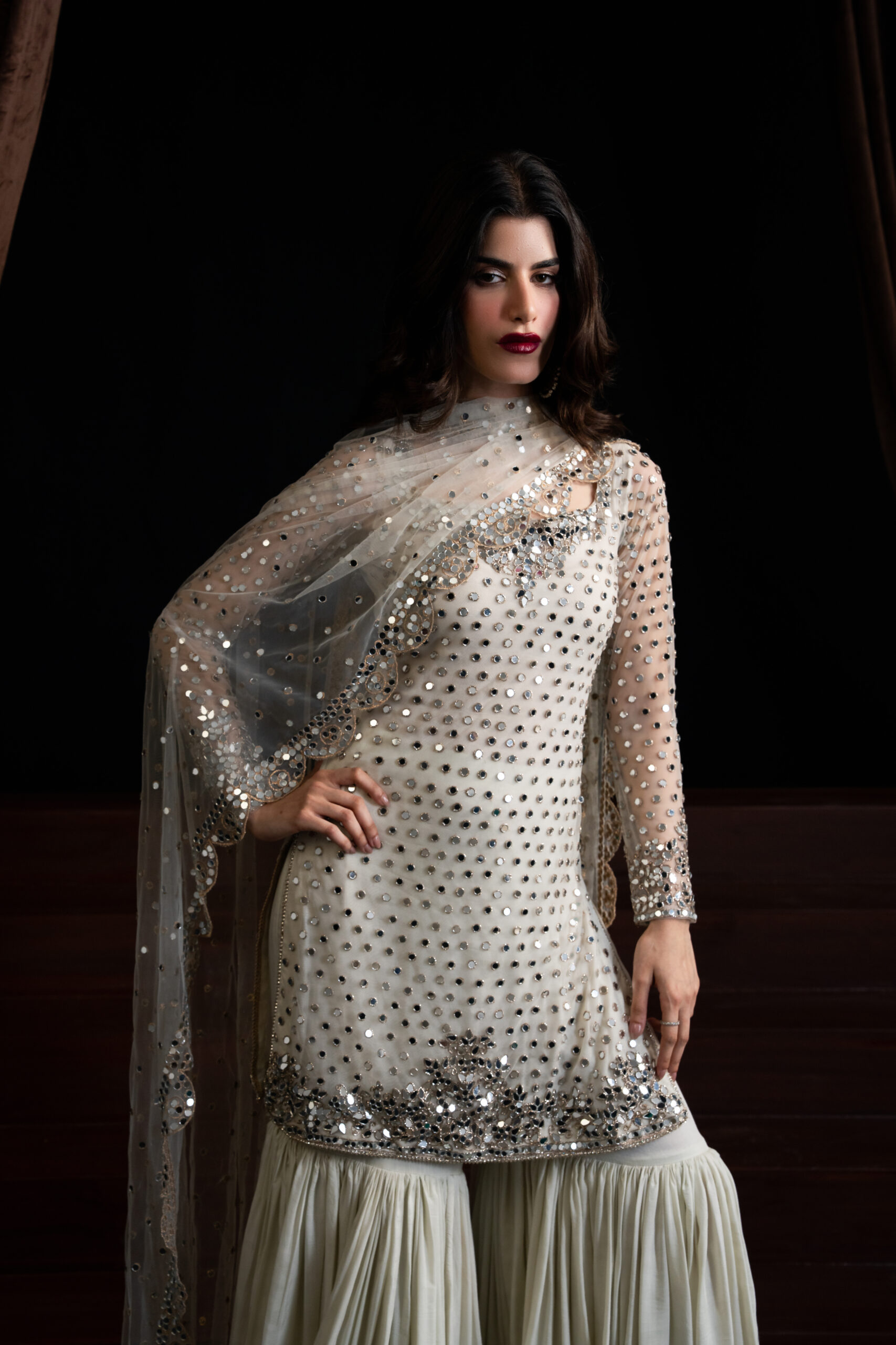 Sheesha Naqshi Gharara Set – Mirror Handwork Edition alternate view