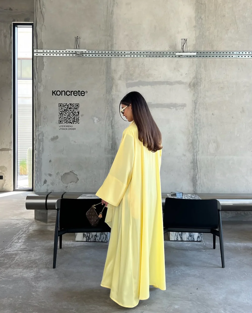 NAURA – Butter Yellow Luxury Kimono-Style Abaya alternate view