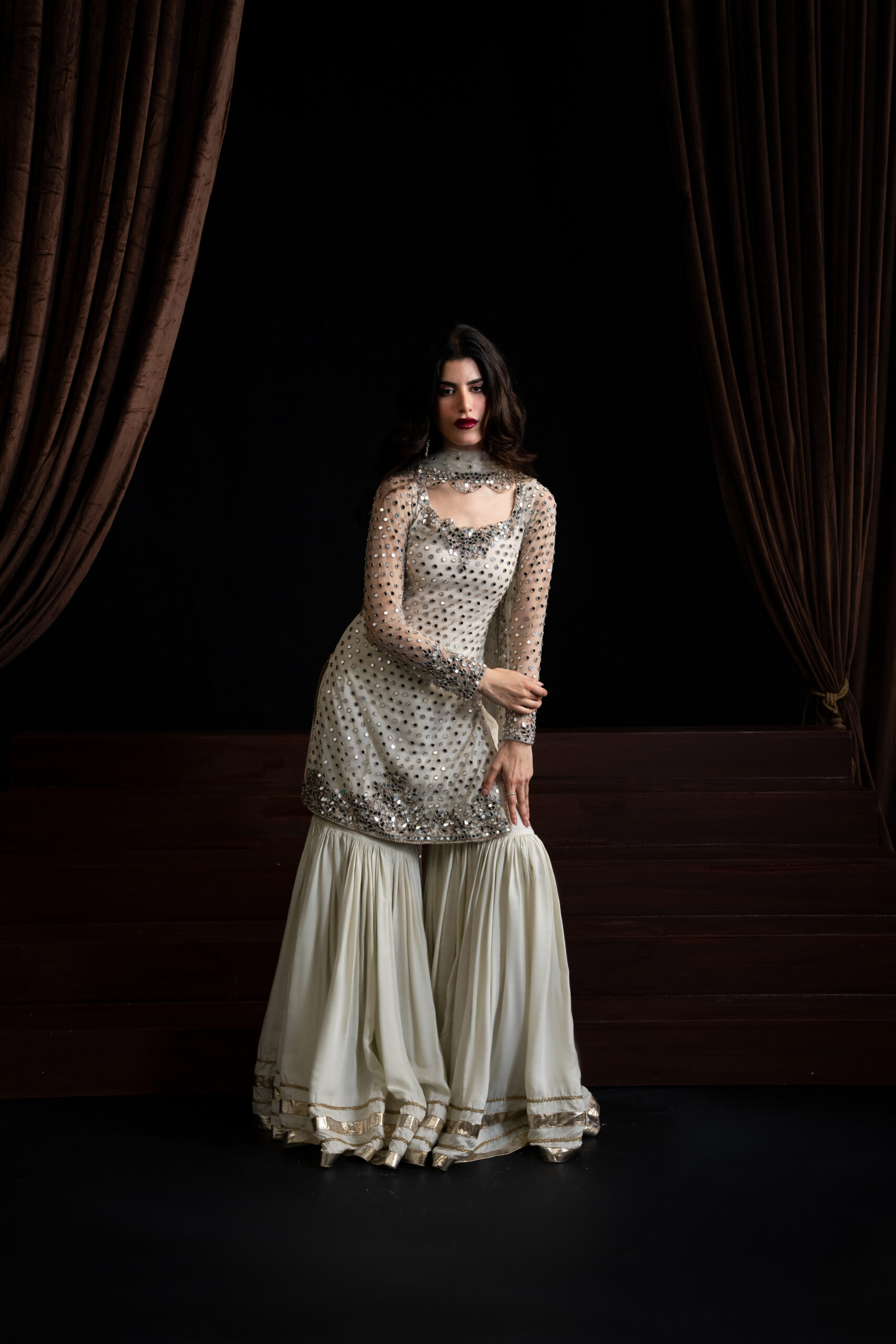 Sheesha Naqshi Gharara Set – Mirror Handwork Edition