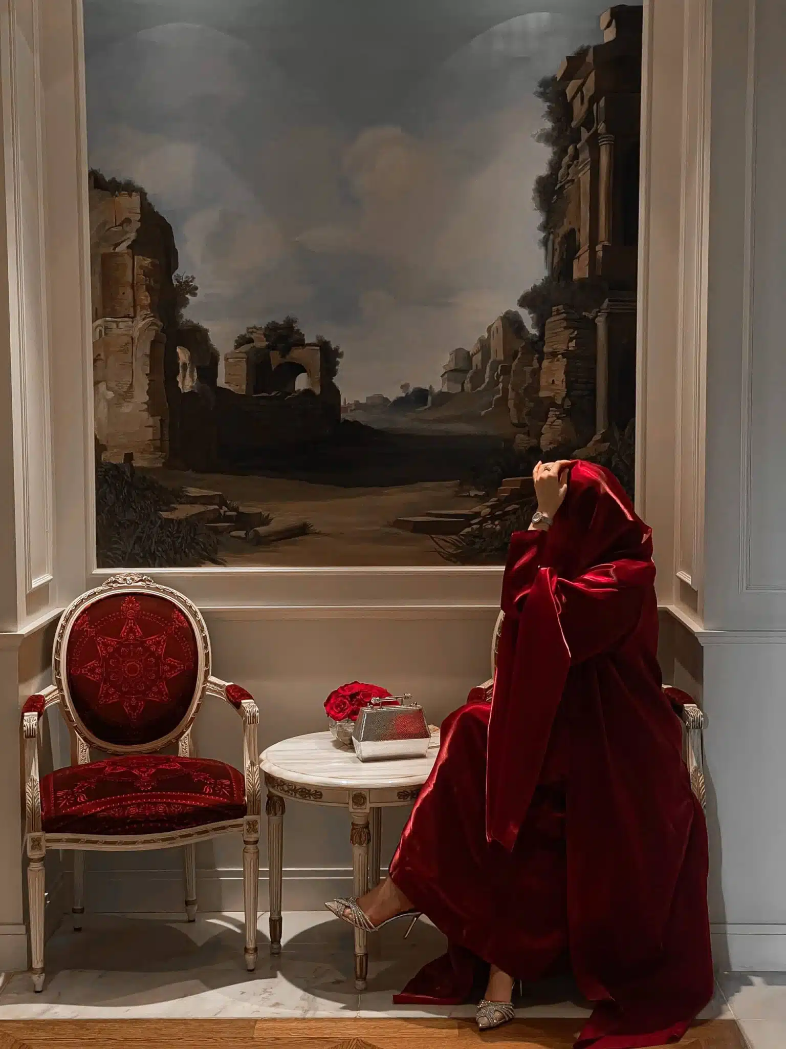 LEMAYA – Burgundy Luxury Silk Organza Abaya Set