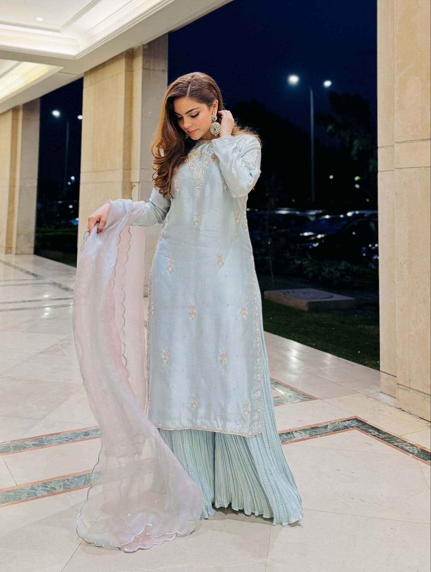 Ocean Bliss – Luxury Hand-Embroidered Silk Dress alternate view