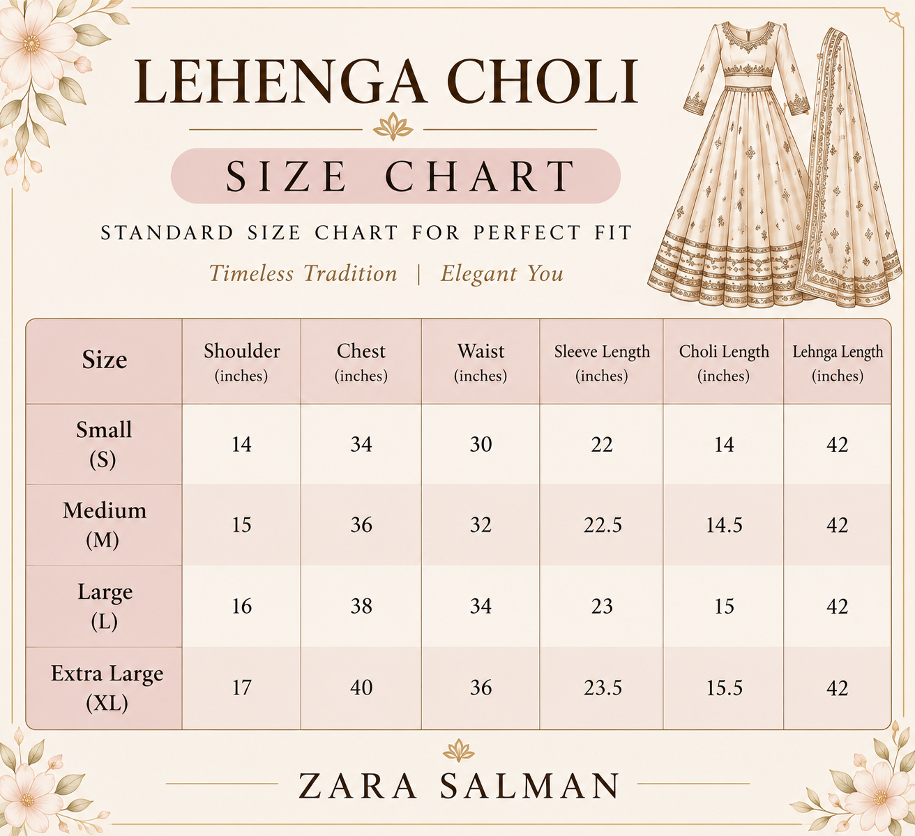 Size chart for Nooré